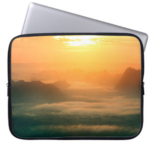 The landscape photo,  beautiful sea fog in morning laptop sleeve