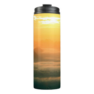 The landscape photo, beautiful sea fog in morning thermal tumbler