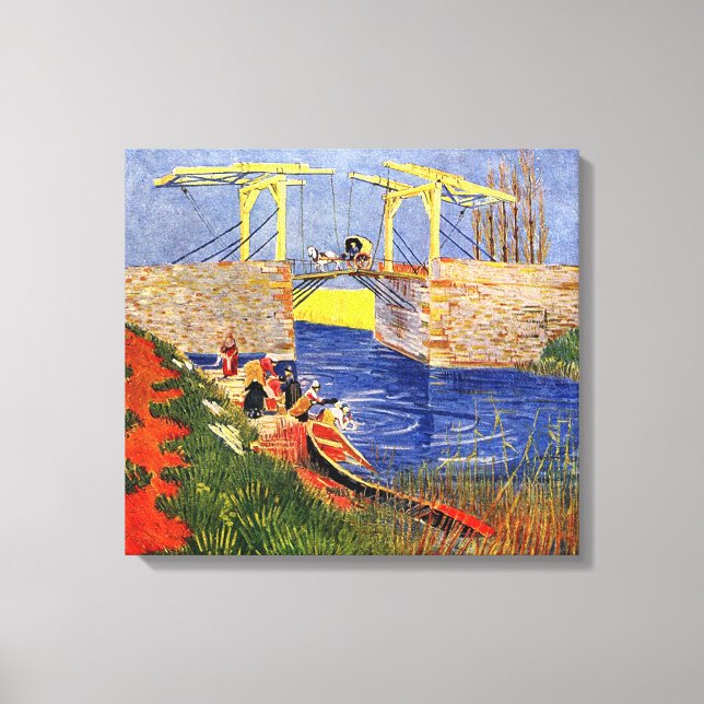 The Langlois Bridge at Arles with Women Washing Canvas Print (Front)