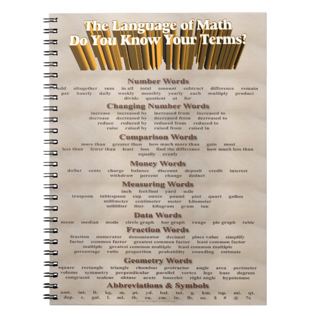 The Language of Math Notebook (Front)