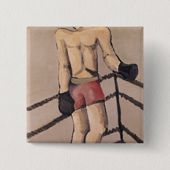 The Large Boxer 2 Inch Square Button (Front)