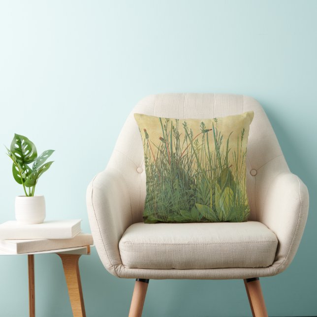 The Large (Great) Piece of Turf by Albrecht Durer Throw Pillow (Chair)