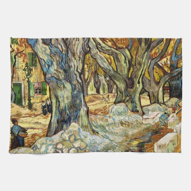 The Large Plane Trees By Vincent Van Gogh Kitchen Towel (Horizontal)