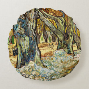 The Large Plane Trees By Vincent Van Gogh Round Pillow
