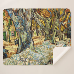 The Large Plane Trees By Vincent Van Gogh Sherpa Blanket
