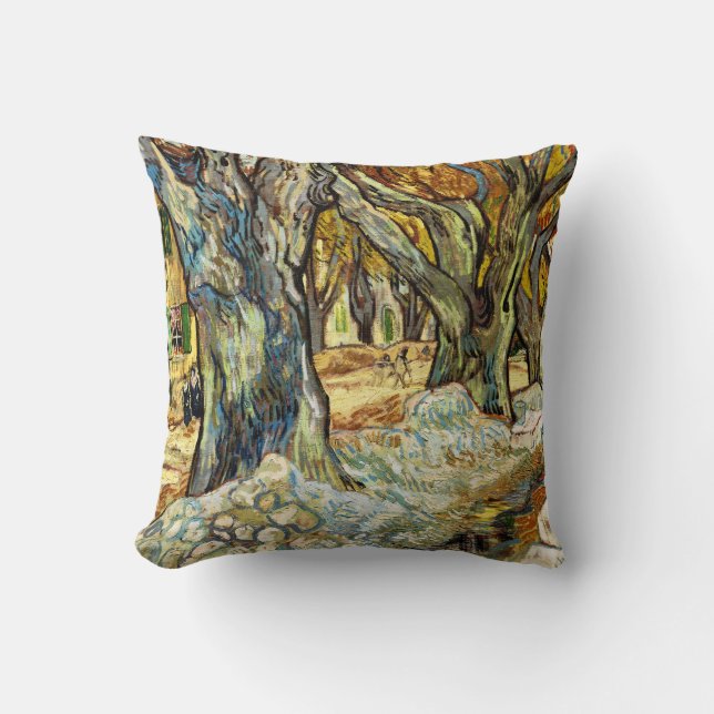 The Large Plane Trees By Vincent Van Gogh Throw Pillow (Front)