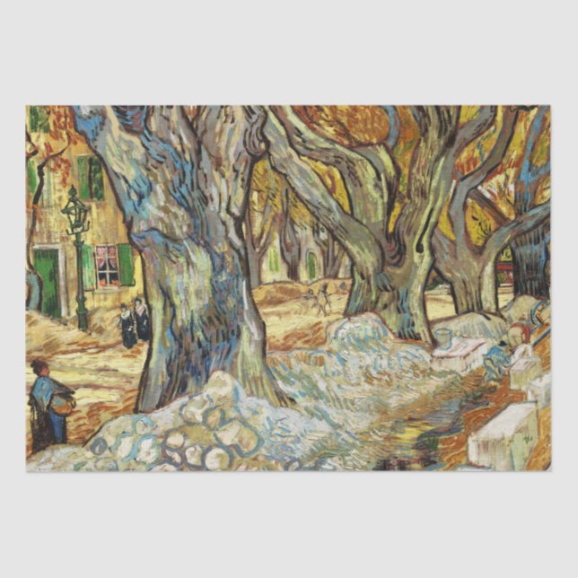 The Large Plane Trees By Vincent Van Gogh Tissue Paper (Front)