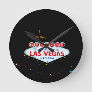 The Las Vegas Sign - Welcome To Fabulous Las Vegas Round Clock