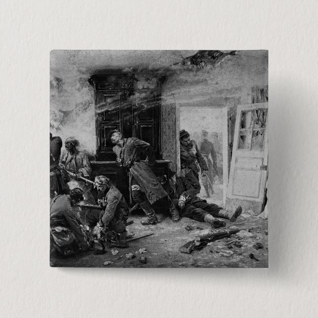 The last cartridges at Balan near Sedan, 1870 2 Inch Square Button (Front)