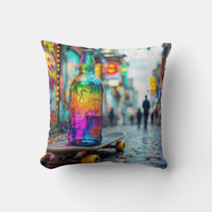 The Last Drop of Neon Throw Pillow