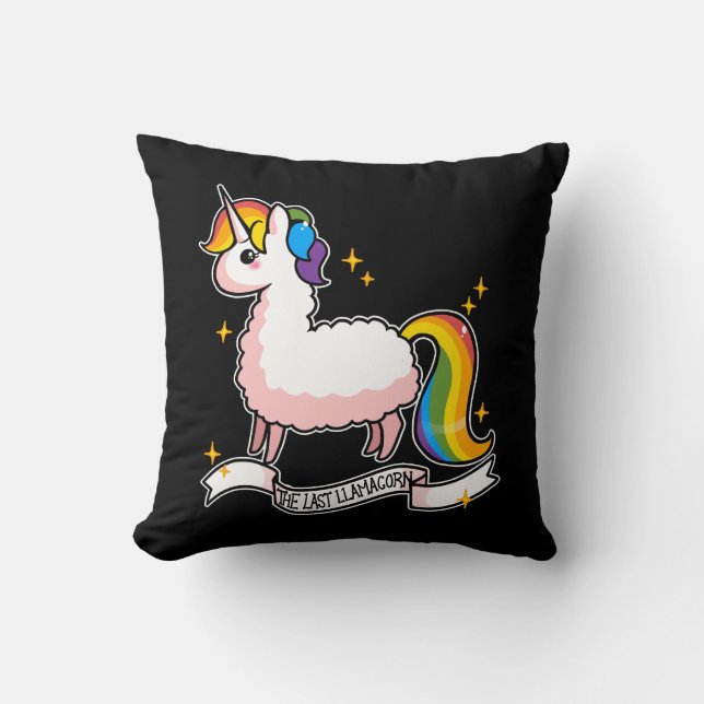 The Last Llamacorn Throw Pillow (Front)
