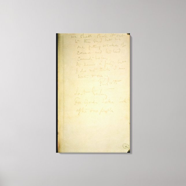 The last page of his diary, Antarctica Canvas Print (Front)