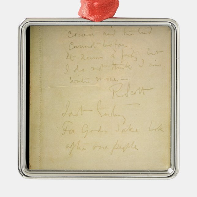 The last page of his diary, Antarctica Metal Ornament (Front)