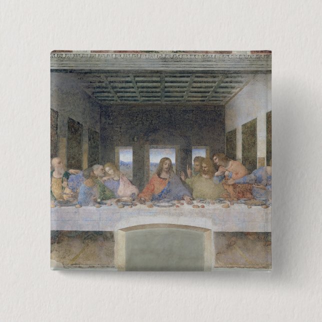 The Last Supper, 1495-97 2 2 Inch Square Button (Front)