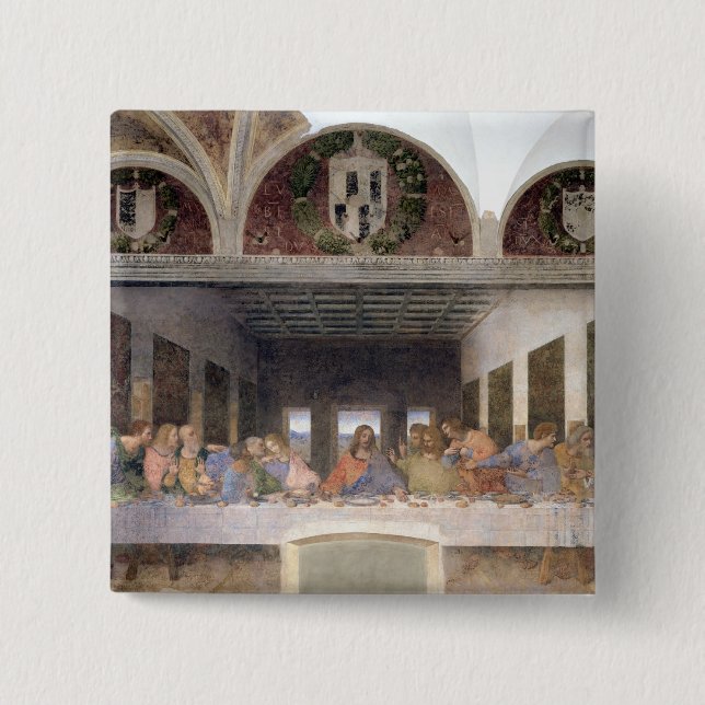 The Last Supper, 1495-97 3 2 Inch Square Button (Front)