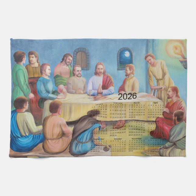 The Last Supper 2026 Calendar Kitchen Towel (Horizontal)