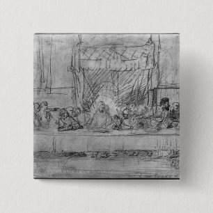 The Last Supper, after fresco by Leonardo da 2 Inch Square Button