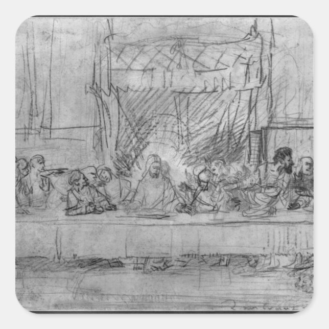 The Last Supper, after fresco by Leonardo da Square Sticker (Front)