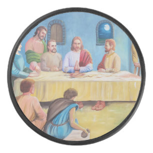The Last Supper: Jesus and the Disciples Hockey Puck