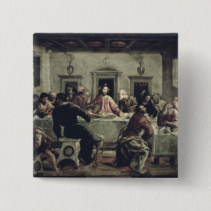 The Last Supper (oil on canvas) 2 2 Inch Square Button