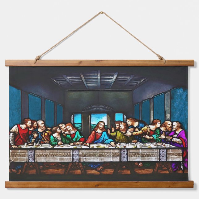 The Last Supper Wood Topped Wall Tapestry (Front)