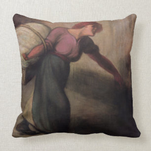 The Laundress, 1894 (oil on canvas) Throw Pillow