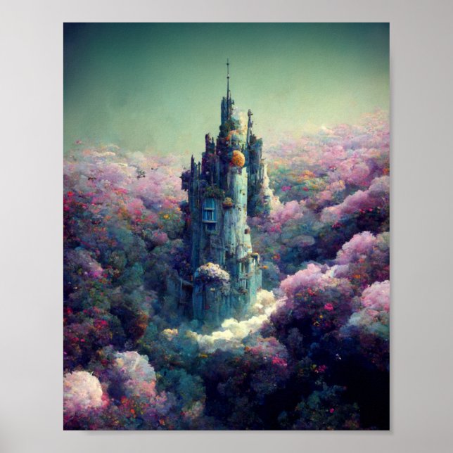 The Lavender Castle Fantasy Sci-Fi Art Poster (Front)