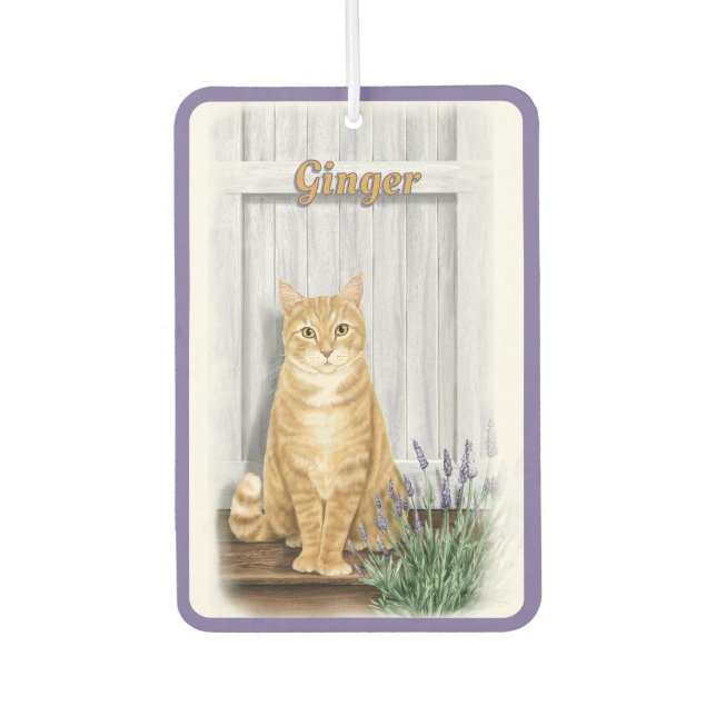 The Lavender Door Orange Tabby Cat Personalized  Air Freshener (Front)