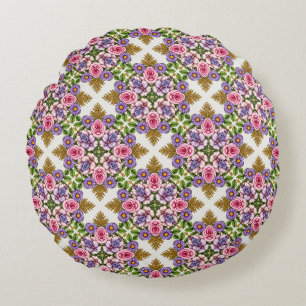 The Lavender Treasury Vintage Floral Medallion Round Pillow