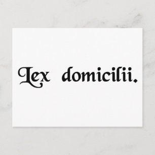 The law of a person's home country. postcard