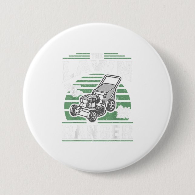 The Lawn Ranger Funny Mower Grass Mowing Fat 3 Inch Round Button (Front)