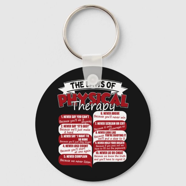 The Laws Of Physical Therapy Awesome Therapist Keychain (Front)