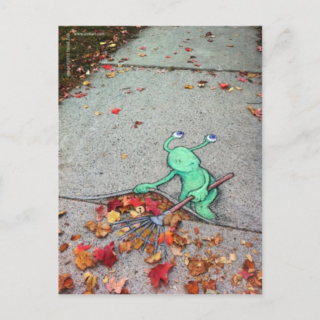 the lazy leaf-raker postcard (Front)