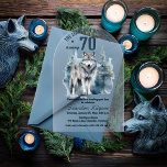 The Leader of Our Pack Wolf 70th Birthday Party Acrylic Invitations<br><div class="desc">"The Leader of Our Pack Is Turning 70",  70th birthday for your favourite Alpha.  Features a majestic lone wolf silhouetted against an evergreen forest.</div>