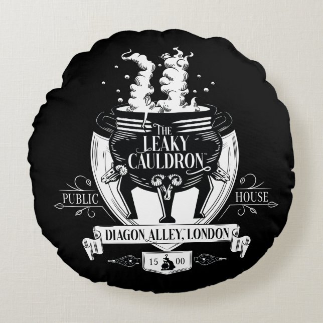 THE LEAKY CAULDRON™ Shop Graphic Round Pillow (Front)