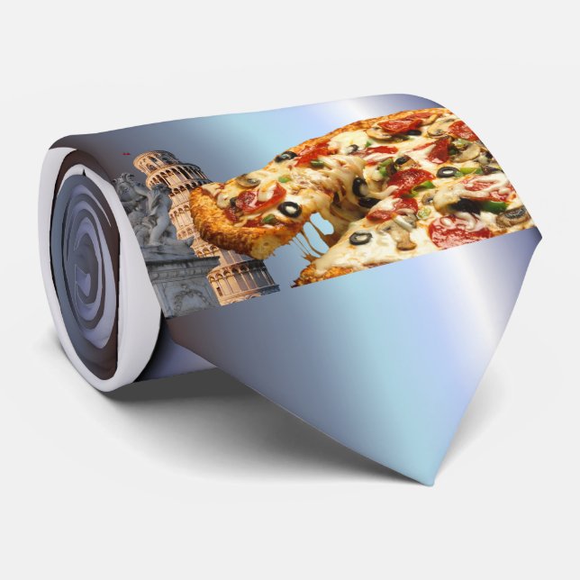 The Leaning Tower of Pizza (Pisa) Tie (Rolled)