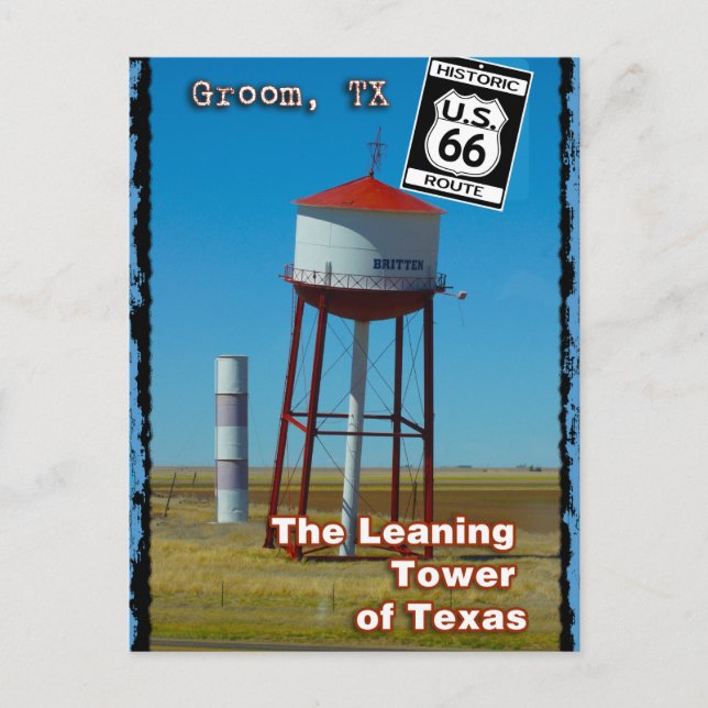 The Leaning Tower of Texas in Groom - Highway 66 Postcard (Front)