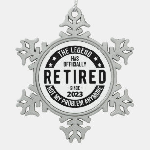 The Legend Has Officially Retired, Retired 2023 Snowflake Pewter Christmas Ornament