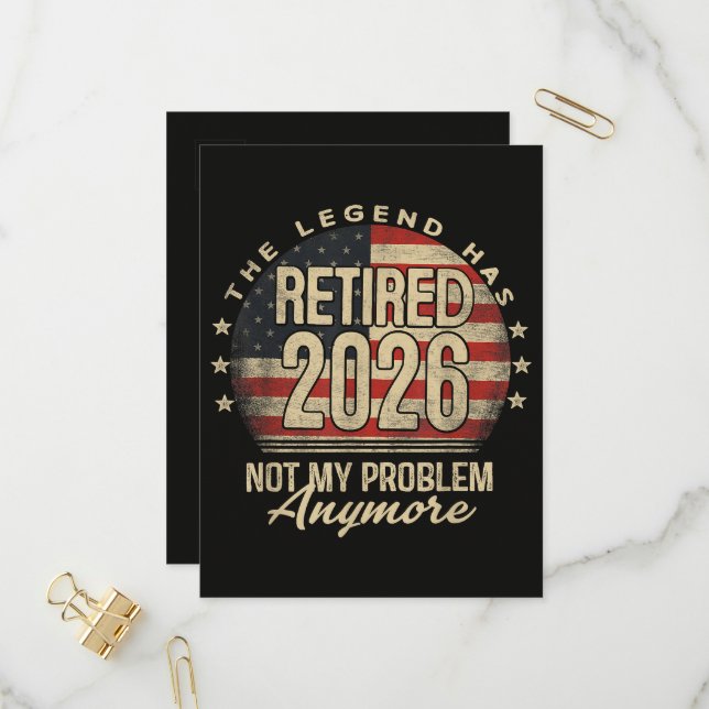 The Legend Has Retired 2026 Funny  Invitation Postcard (Front/Back In Situ)