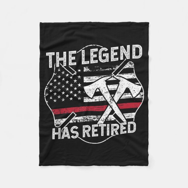 The Legend Has Retired Firefighter Retirement Fleece Blanket (Front)