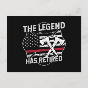 The Legend Has Retired Firefighter Retirement Postcard