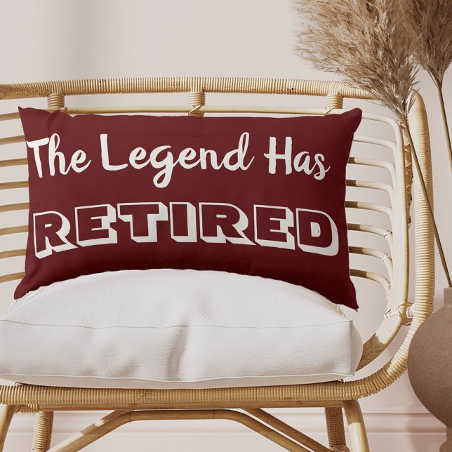 The Legend Has Retired Forest Dark Red and White Lumbar Pillow (Creator Uploaded)