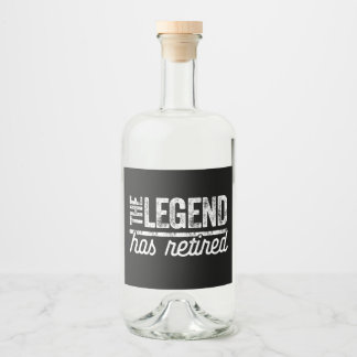 the legend has retired liquor bottle label