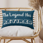 The Legend Has Retired Ocean Blue and White Lumbar Pillow<br><div class="desc">Smart and useful retirement gift with popular and funny retirement quote. This lumbar pillow has a nautical colour palette of ocean blue and white. It has a simple typography design with retirement humour "The Legend Has Retired". The saying is lettered in bold white typography on an ocean blue background. A...</div>