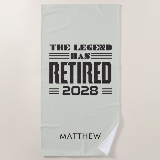 The Legend Has Retired Personalized Retirement Beach Towel (Front)