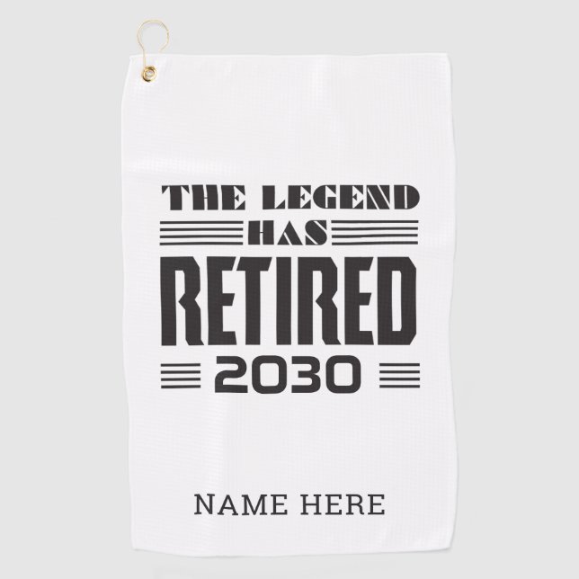 The Legend Has Retired Personalized Retirement Golf Towel (Front)
