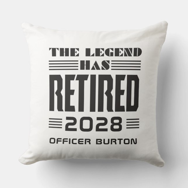 The Legend Has Retired Personalized Retirement Throw Pillow (Front)