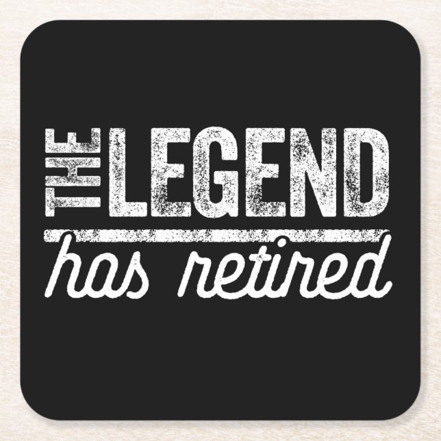 the legend has retired square paper coaster (Front)