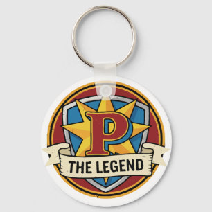 The Legend Monogram P - Custom Superhero Gamer  Keychain