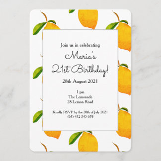 The Lemon 21st Birthday Party Invitation